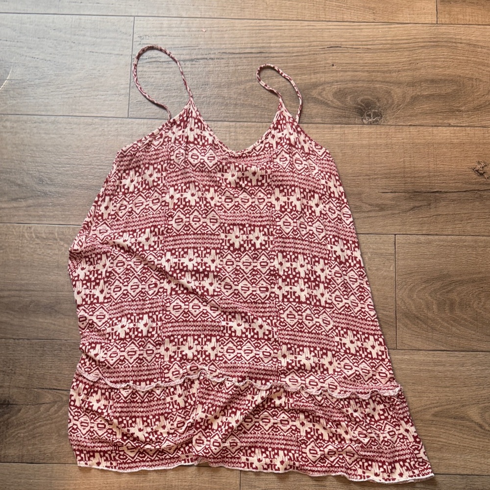 Red and White Patterned Spaghetti Strap Top